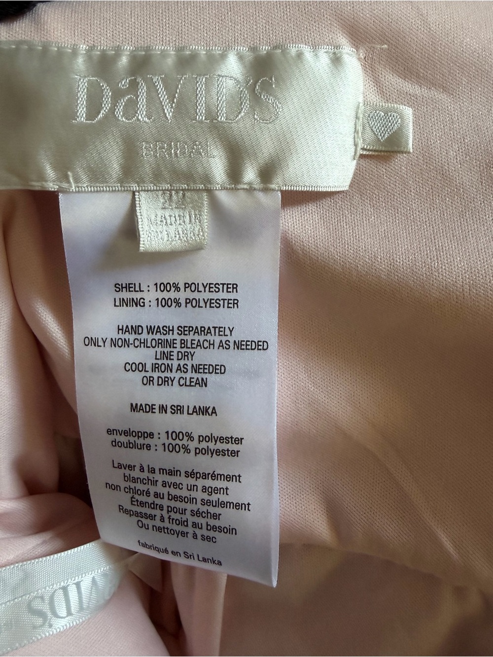 David’s Bridal Short Tank Bridesmaid Dress Cowl Back Plus size 22 Petal pink - Picture 5 of 6